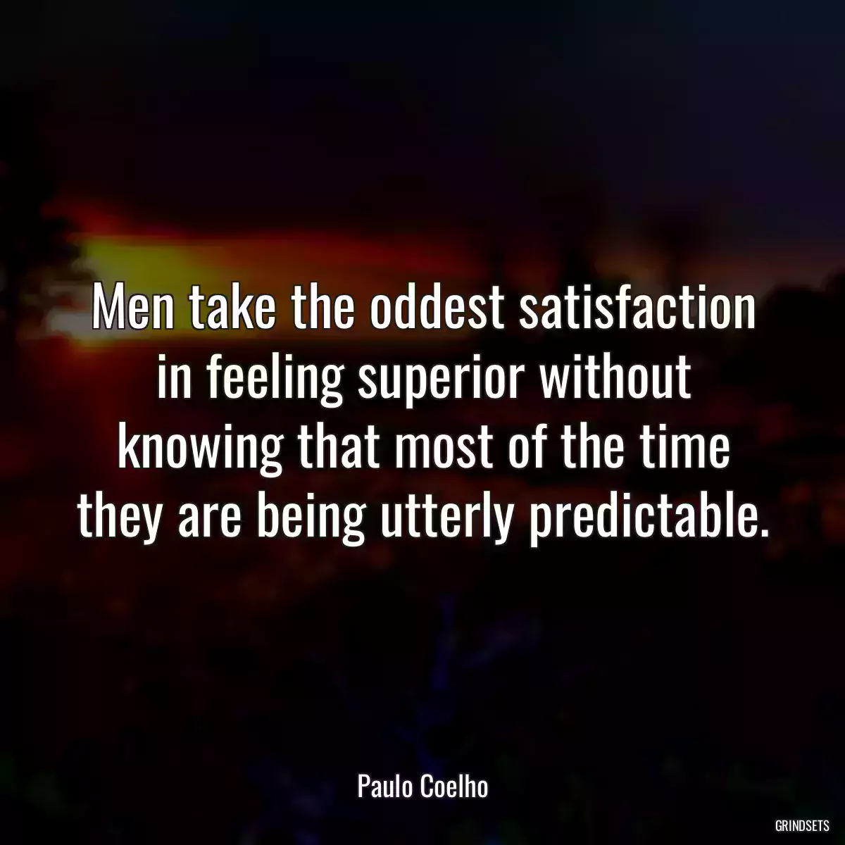 Men take the oddest satisfaction in feeling superior without knowing that most of the time they are being utterly predictable.