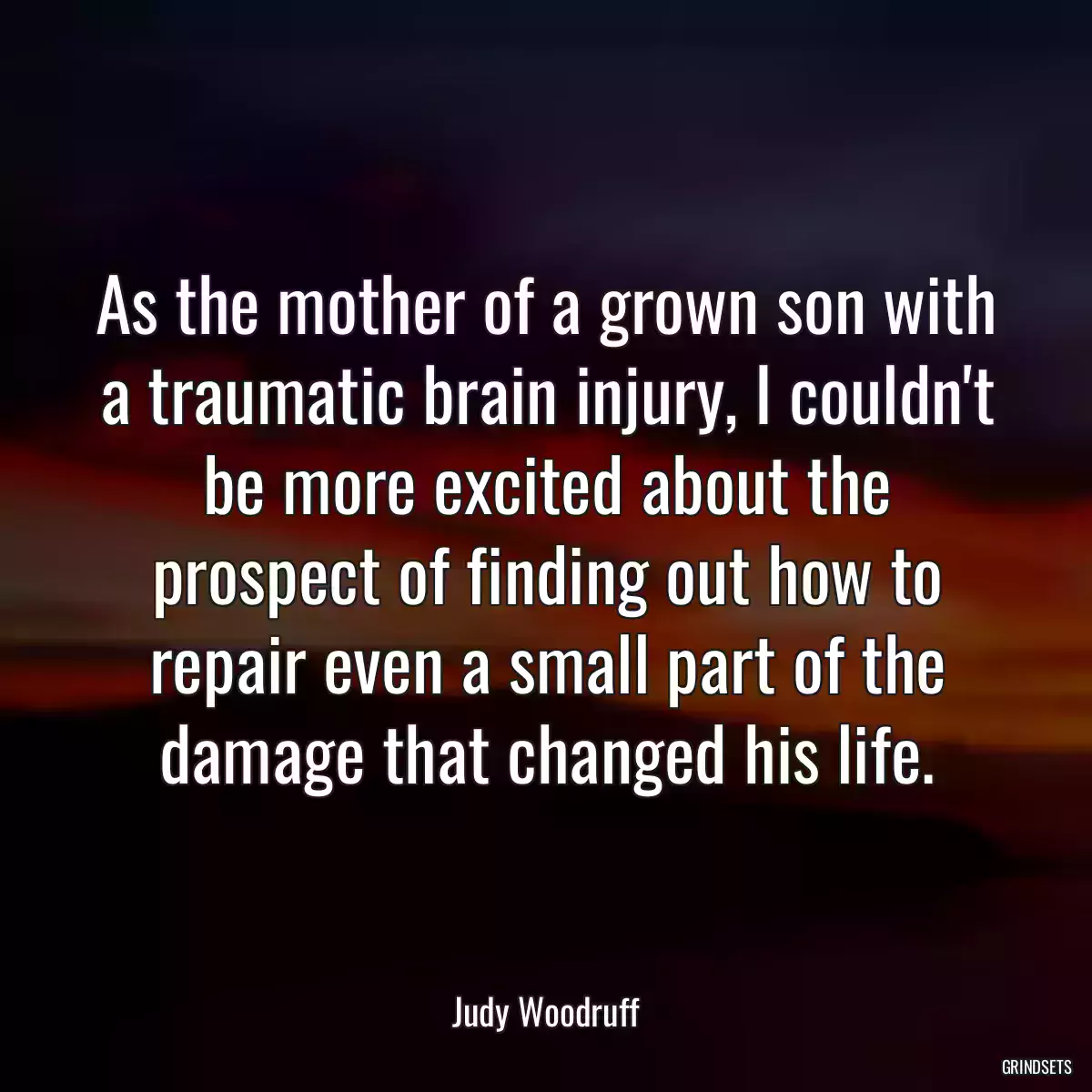 As the mother of a grown son with a traumatic brain injury, I couldn\'t be more excited about the prospect of finding out how to repair even a small part of the damage that changed his life.