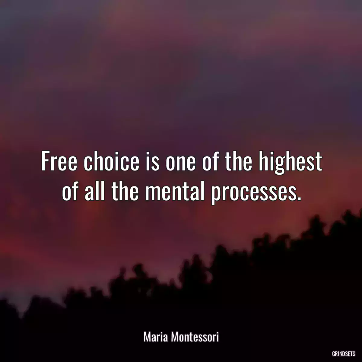 Free choice is one of the highest of all the mental processes.