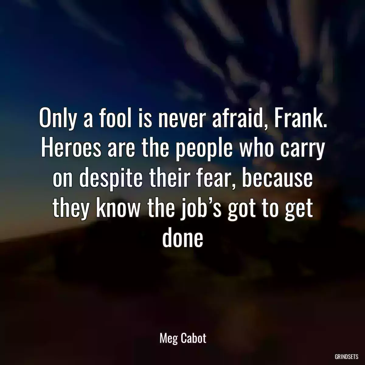 Only a fool is never afraid, Frank. Heroes are the people who carry on despite their fear, because they know the job’s got to get done