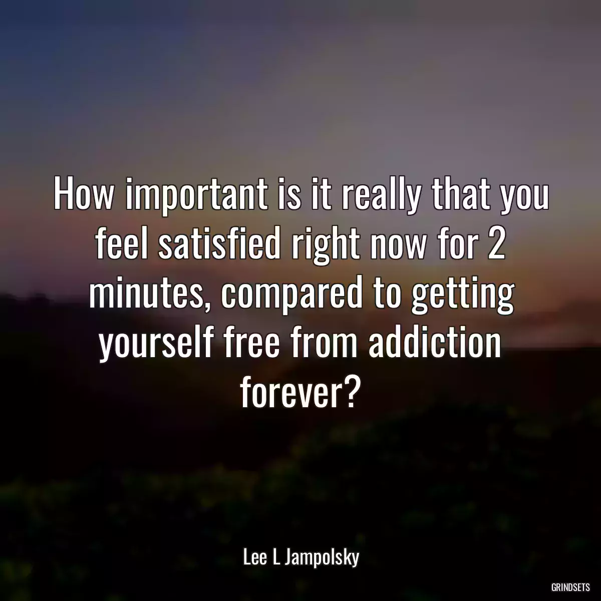 How important is it really that you feel satisfied right now for 2 minutes, compared to getting yourself free from addiction forever?