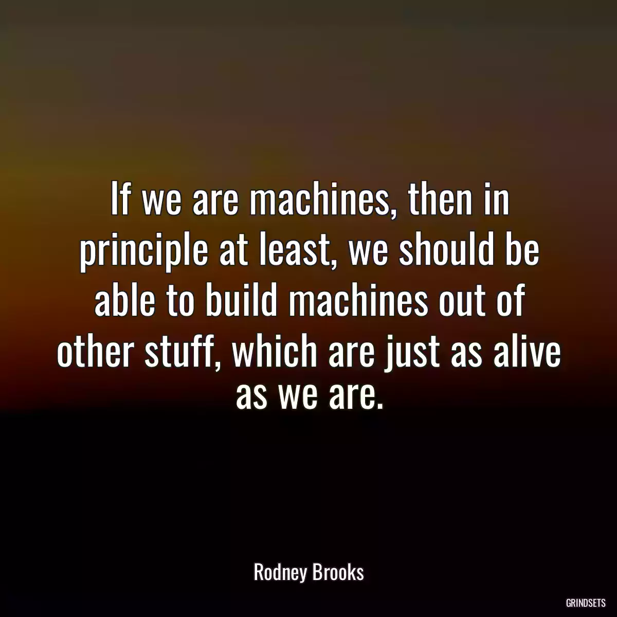 If we are machines, then in principle at least, we should be able to build machines out of other stuff, which are just as alive as we are.