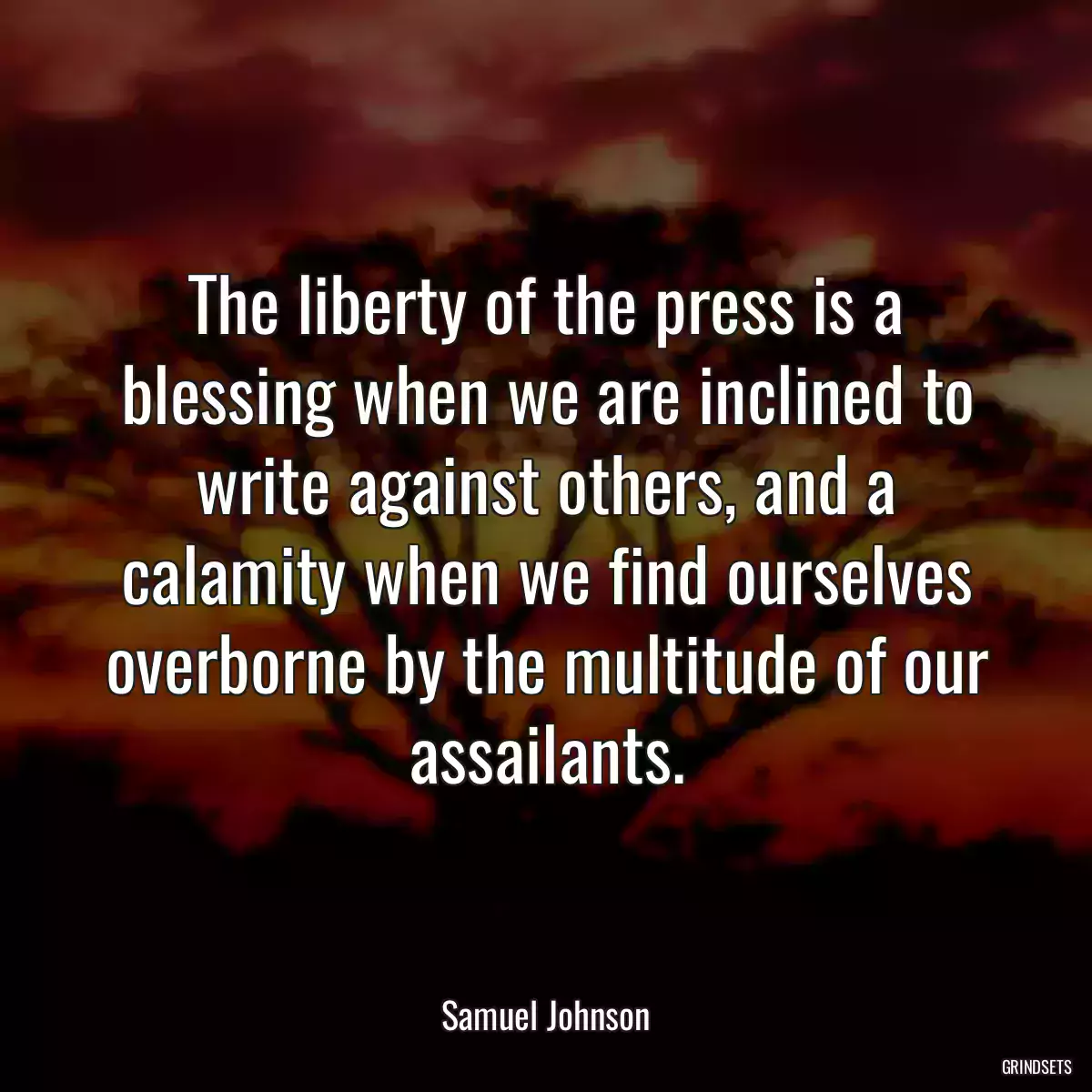 The liberty of the press is a blessing when we are inclined to write against others, and a calamity when we find ourselves overborne by the multitude of our assailants.