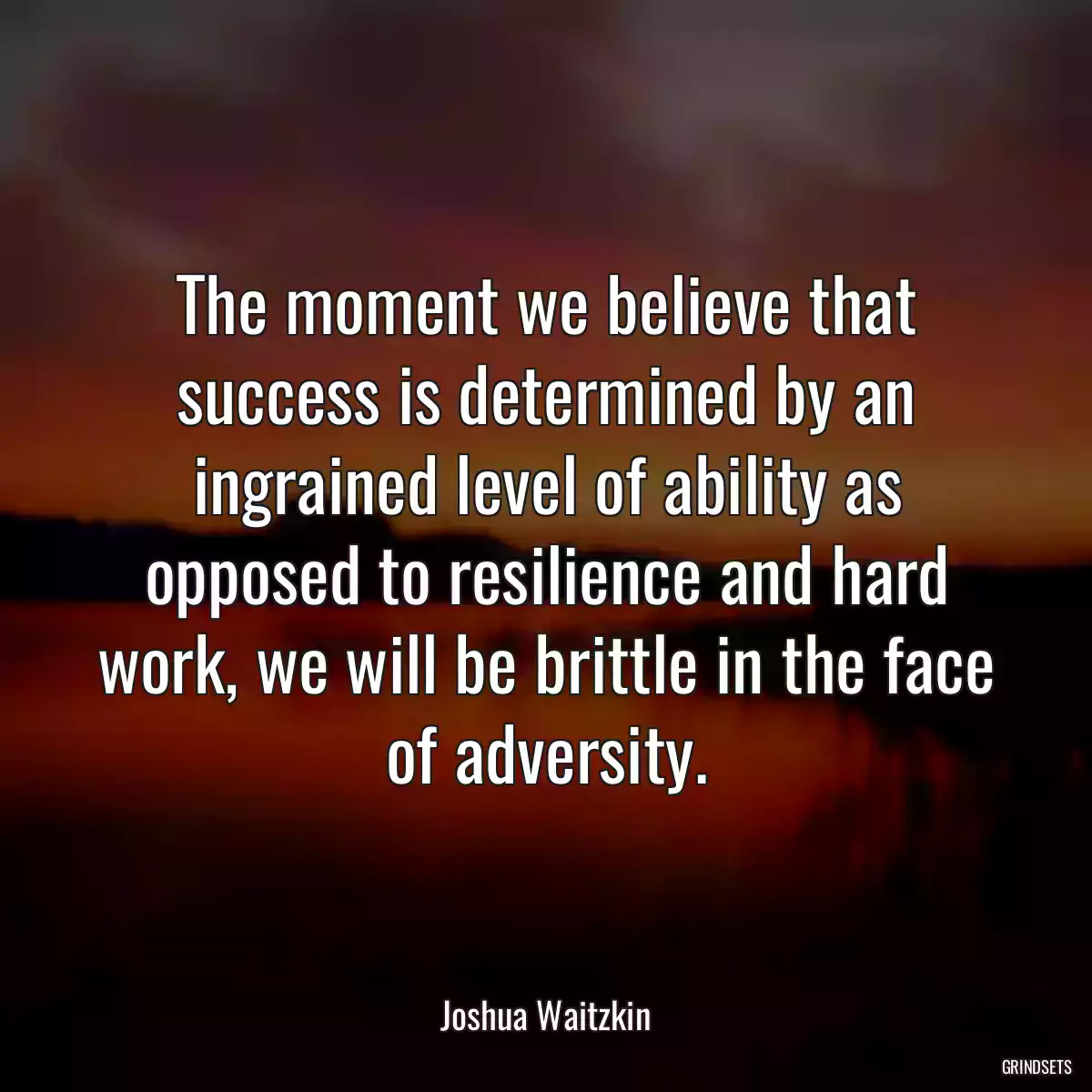 The moment we believe that success is determined by an ingrained level of ability as opposed to resilience and hard work, we will be brittle in the face of adversity.