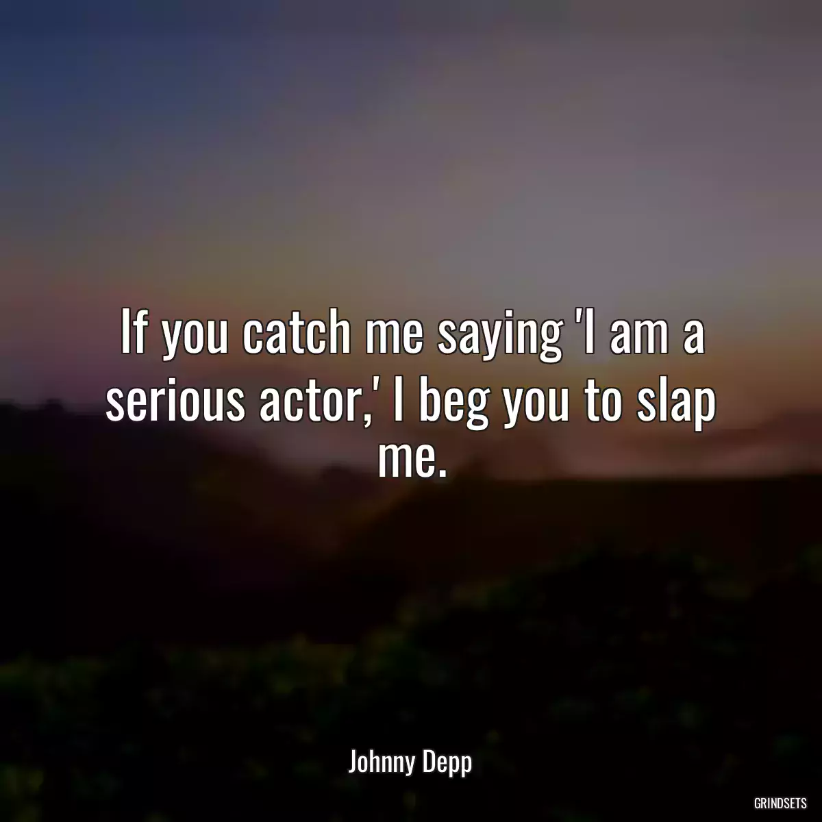 If you catch me saying \'I am a serious actor,\' I beg you to slap me.