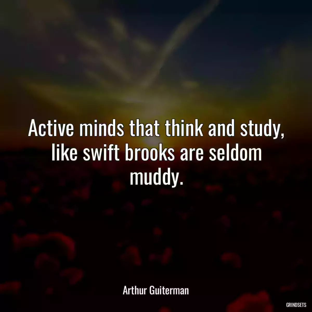 Active minds that think and study, like swift brooks are seldom muddy.