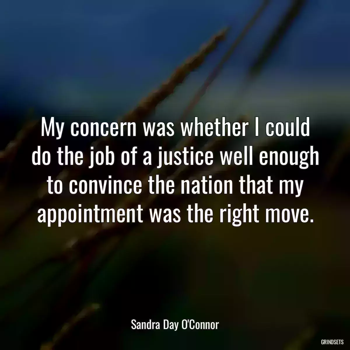 My concern was whether I could do the job of a justice well enough to convince the nation that my appointment was the right move.