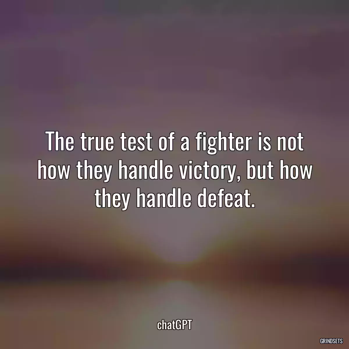 The true test of a fighter is not how they handle victory, but how they handle defeat.