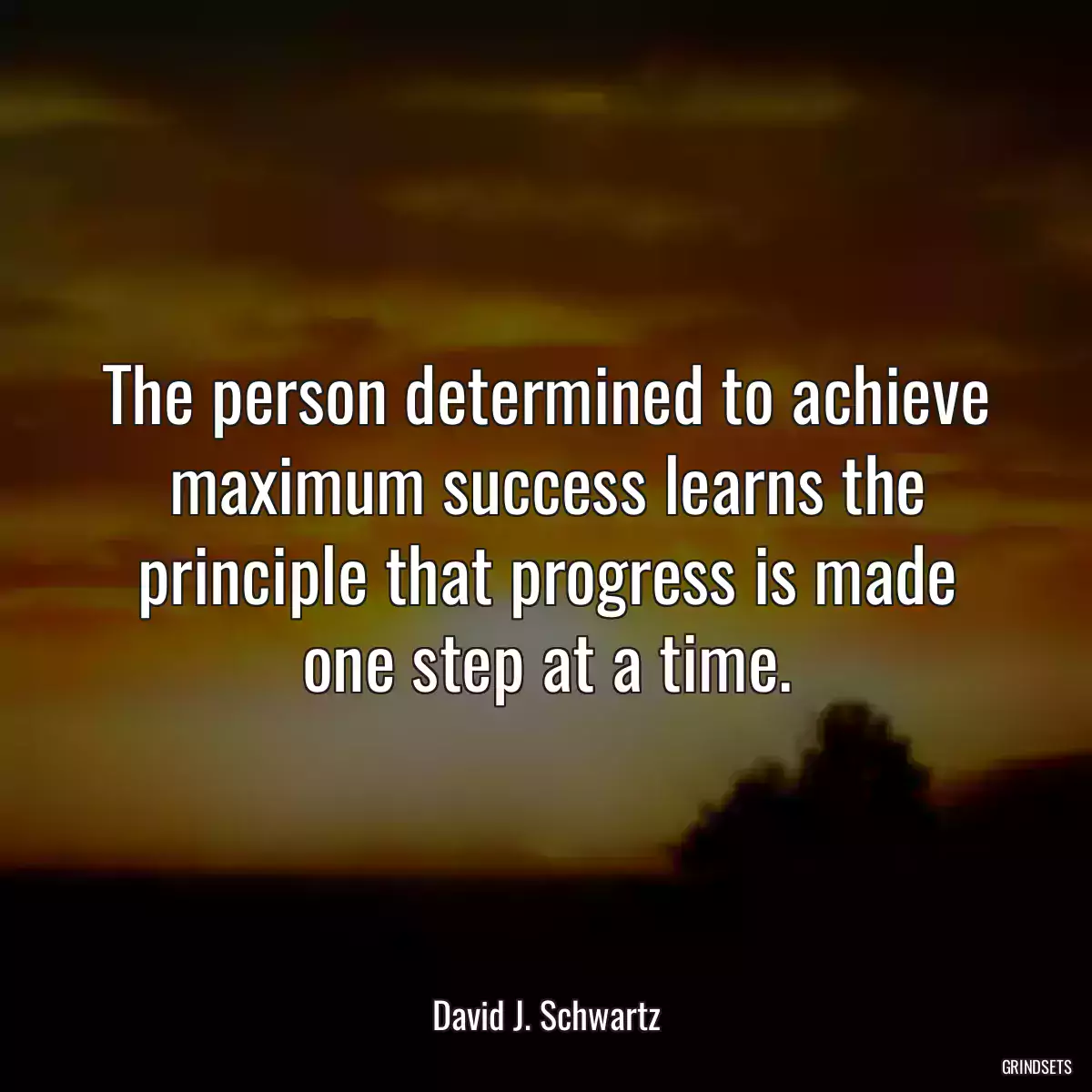 The person determined to achieve maximum success learns the principle that progress is made one step at a time.