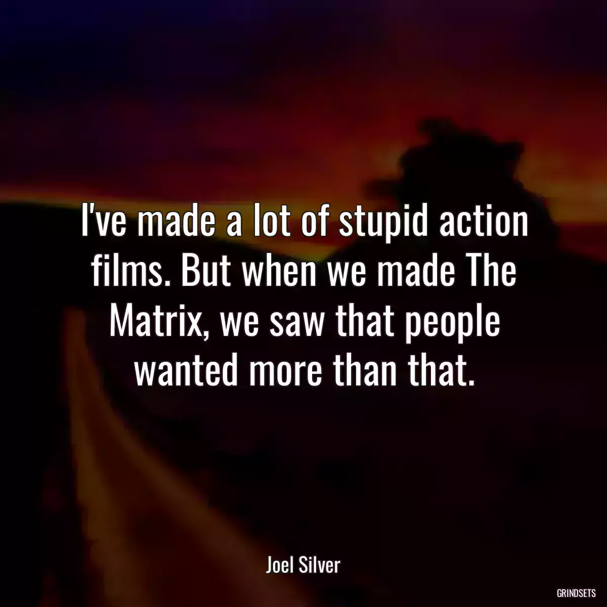 I\'ve made a lot of stupid action films. But when we made The Matrix, we saw that people wanted more than that.