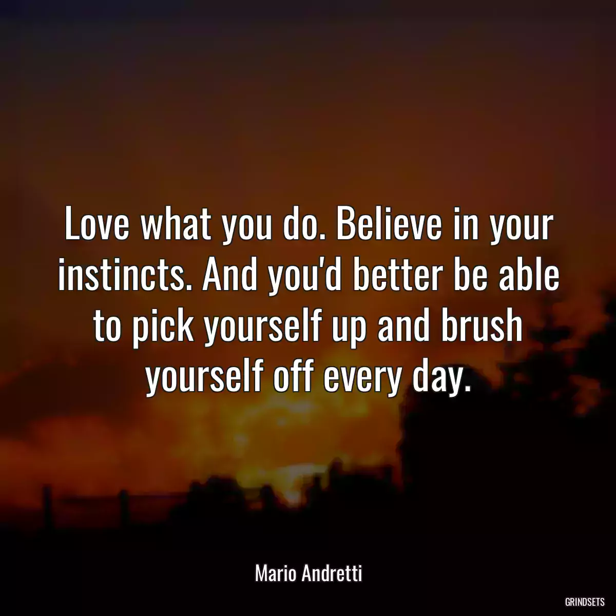 Love what you do. Believe in your instincts. And you\'d better be able to pick yourself up and brush yourself off every day.