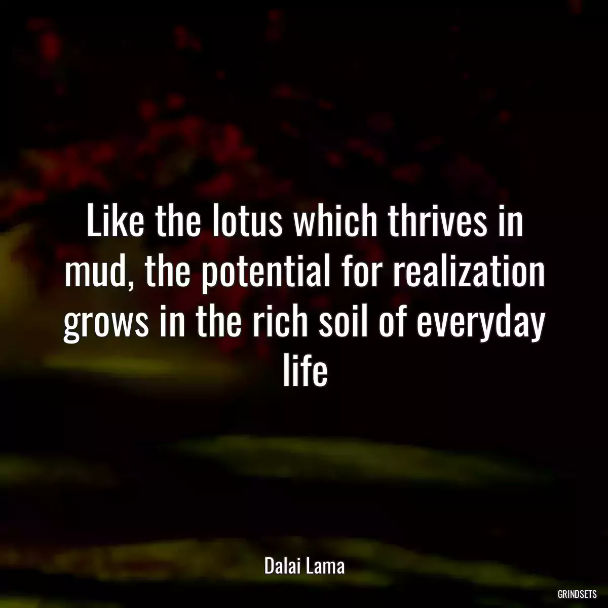 Like the lotus which thrives in mud, the potential for realization grows in the rich soil of everyday life