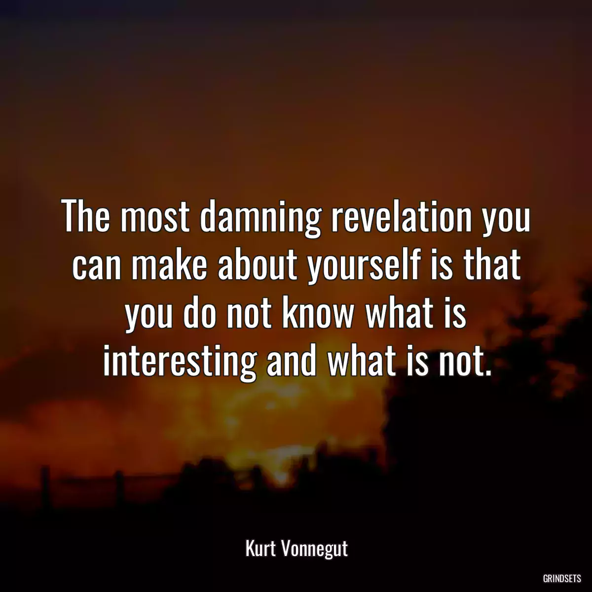 The most damning revelation you can make about yourself is that you do not know what is interesting and what is not.