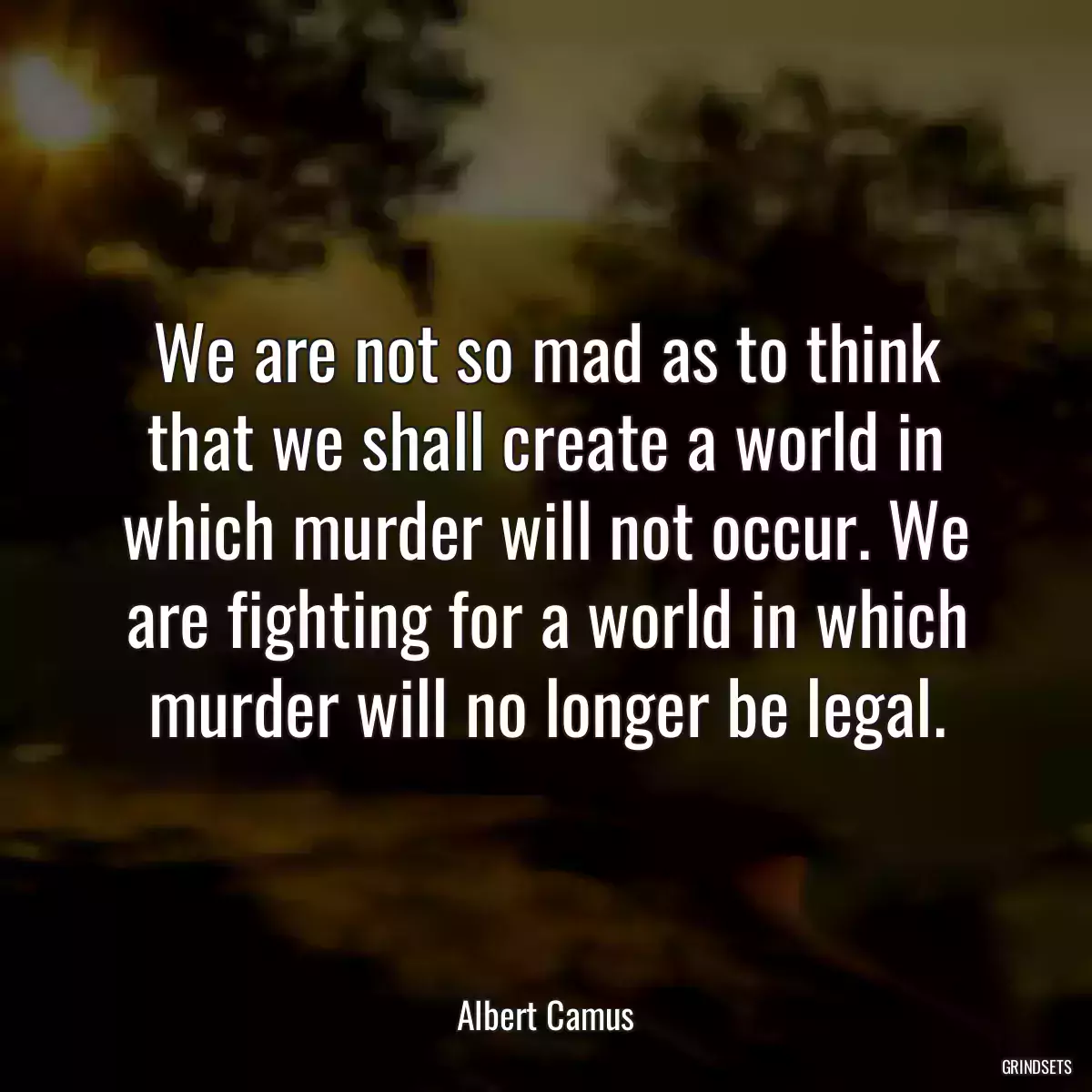 We are not so mad as to think that we shall create a world in which murder will not occur. We are fighting for a world in which murder will no longer be legal.