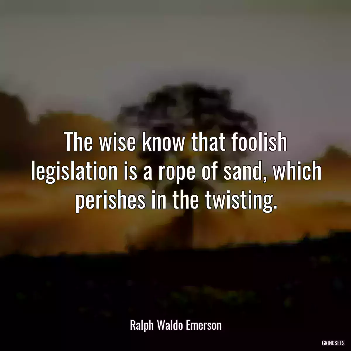 The wise know that foolish legislation is a rope of sand, which perishes in the twisting.