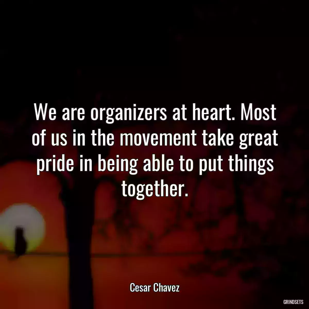 We are organizers at heart. Most of us in the movement take great pride in being able to put things together.