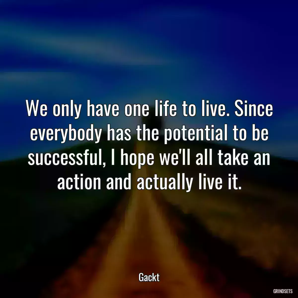 We only have one life to live. Since everybody has the potential to be successful, I hope we\'ll all take an action and actually live it.