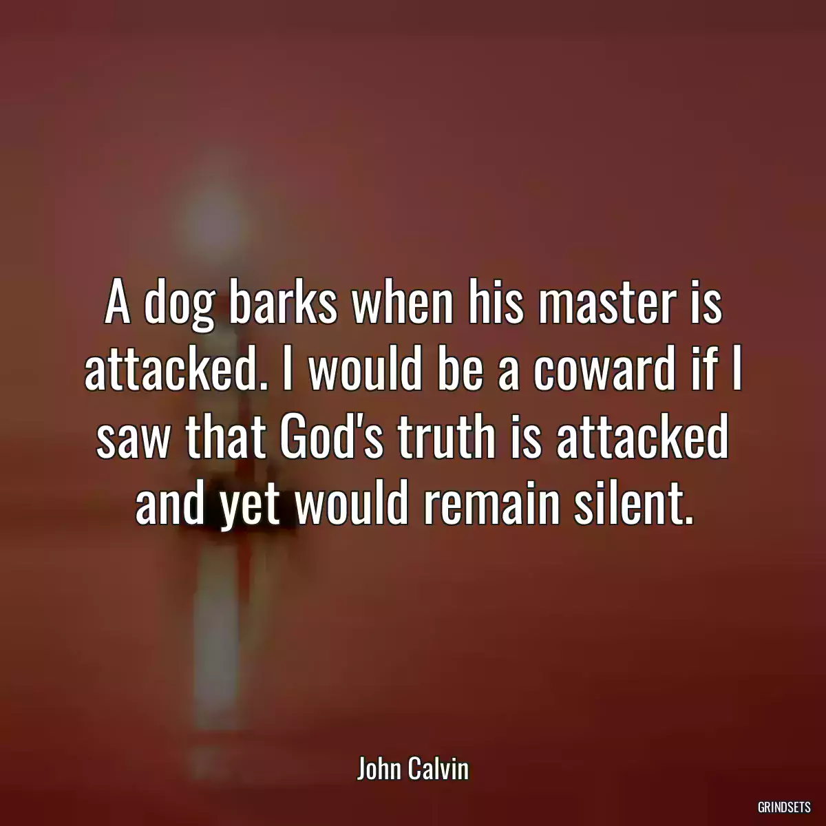 A dog barks when his master is attacked. I would be a coward if I saw that God\'s truth is attacked and yet would remain silent.