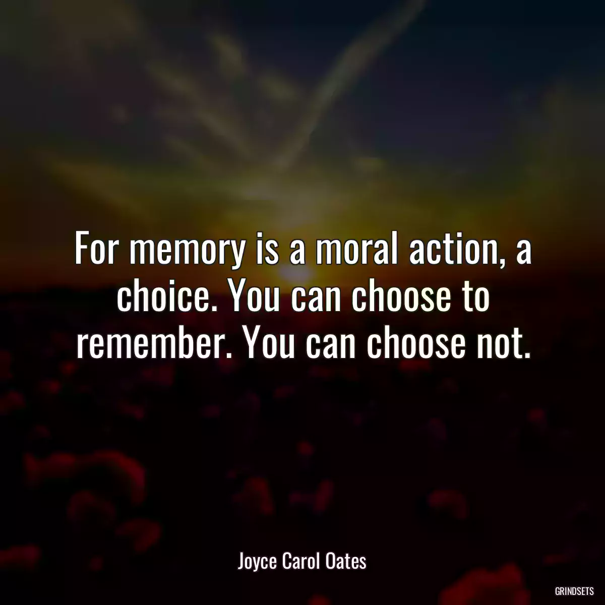 For memory is a moral action, a choice. You can choose to remember. You can choose not.