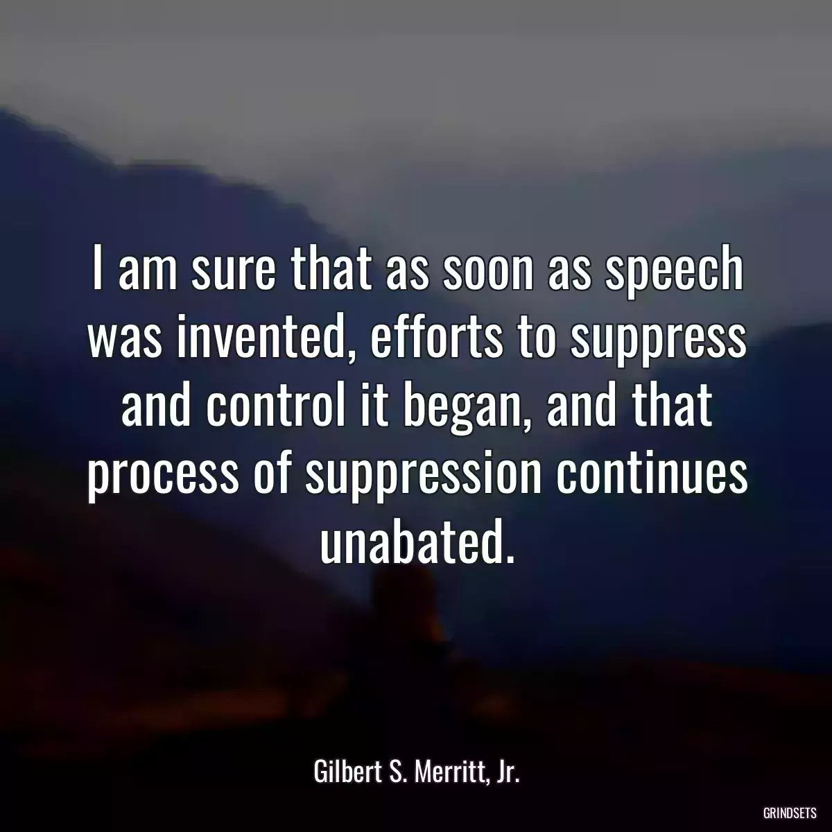 I am sure that as soon as speech was invented, efforts to suppress and control it began, and that process of suppression continues unabated.