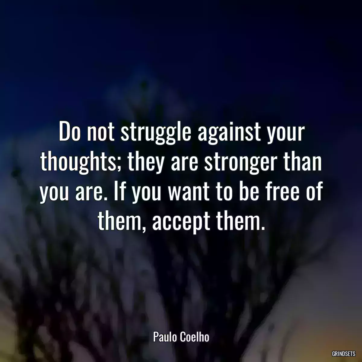 Do not struggle against your thoughts; they are stronger than you are. If you want to be free of them, accept them.