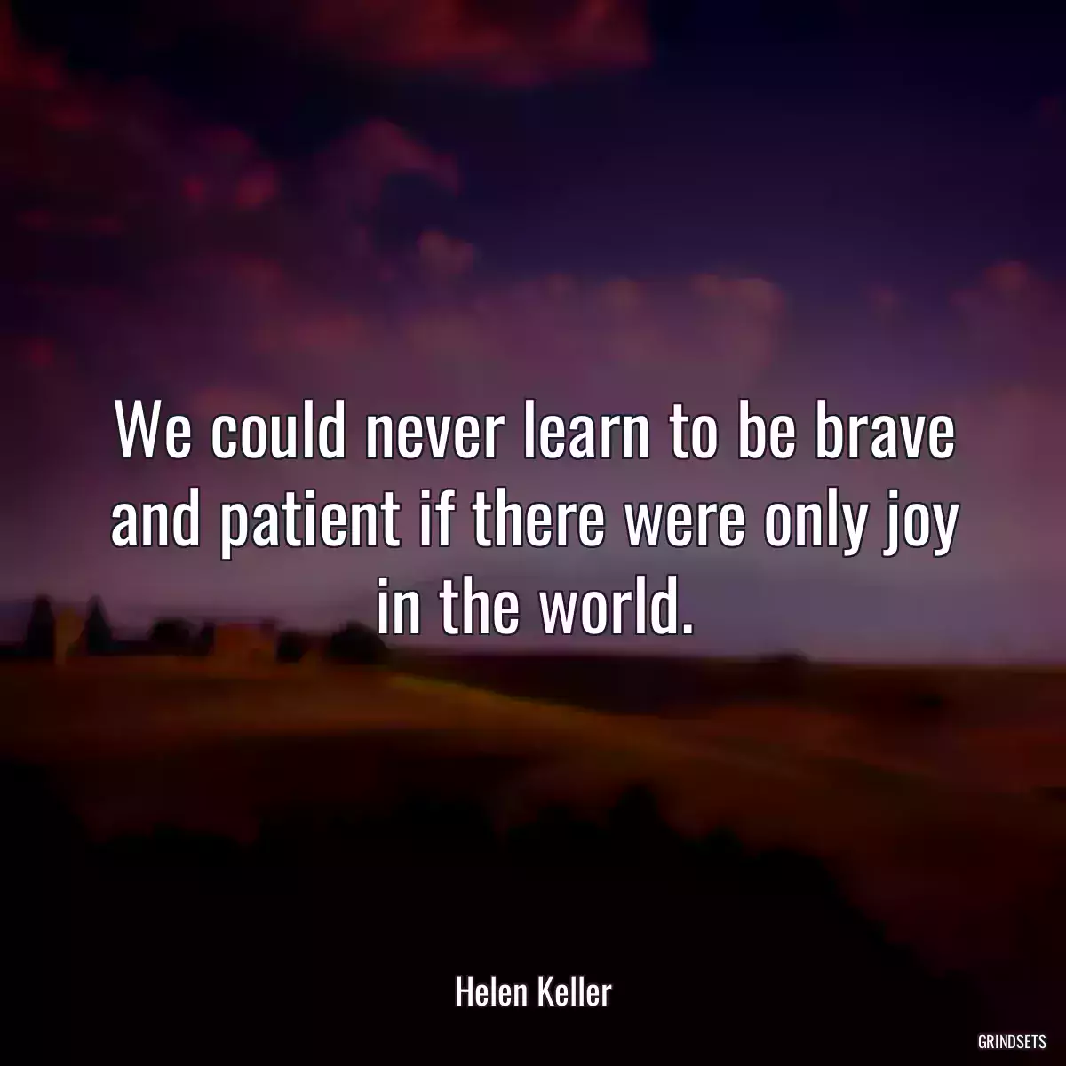We could never learn to be brave and patient if there were only joy in the world.