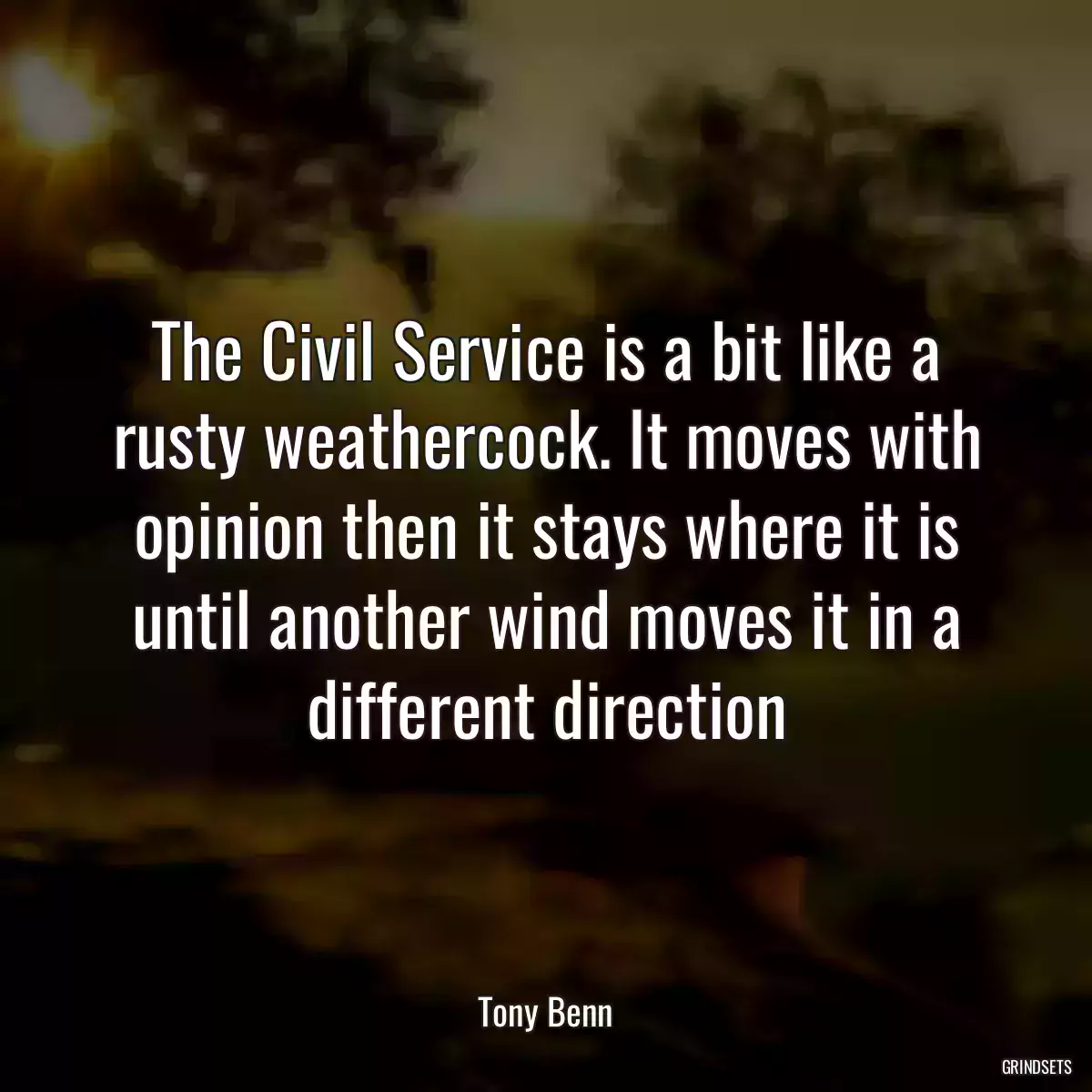 The Civil Service is a bit like a rusty weathercock. It moves with opinion then it stays where it is until another wind moves it in a different direction