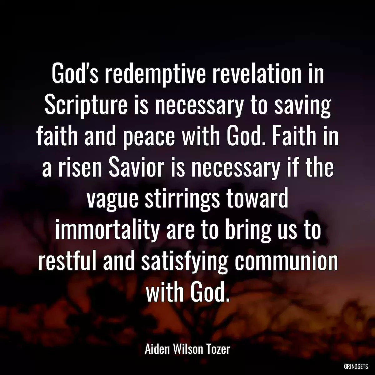 God\'s redemptive revelation in Scripture is necessary to saving faith and peace with God. Faith in a risen Savior is necessary if the vague stirrings toward immortality are to bring us to restful and satisfying communion with God.