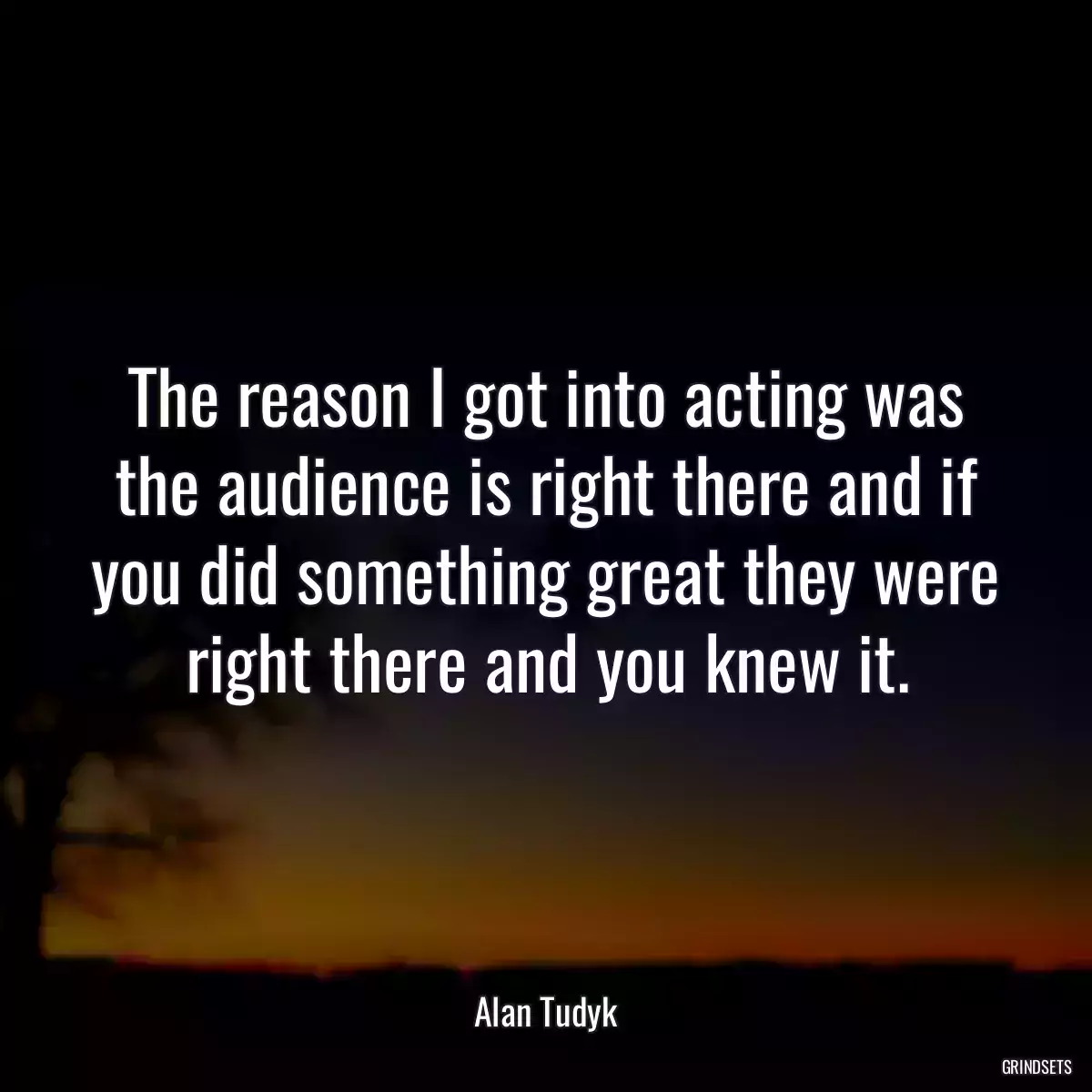 The reason I got into acting was the audience is right there and if you did something great they were right there and you knew it.