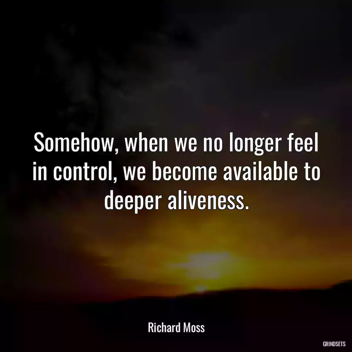 Somehow, when we no longer feel in control, we become available to deeper aliveness.