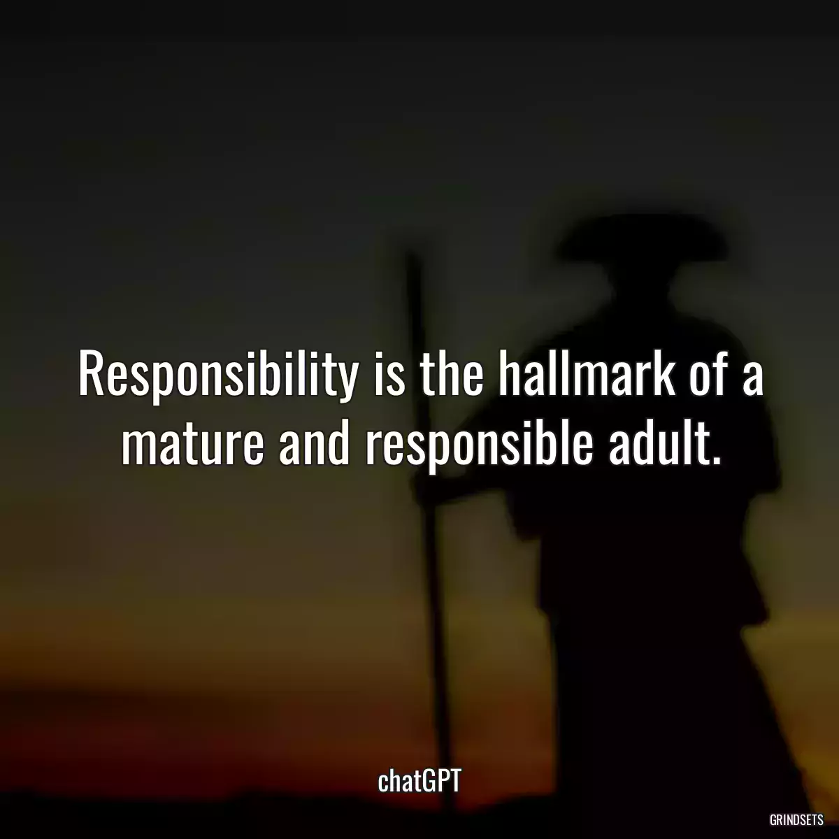 Responsibility is the hallmark of a mature and responsible adult.