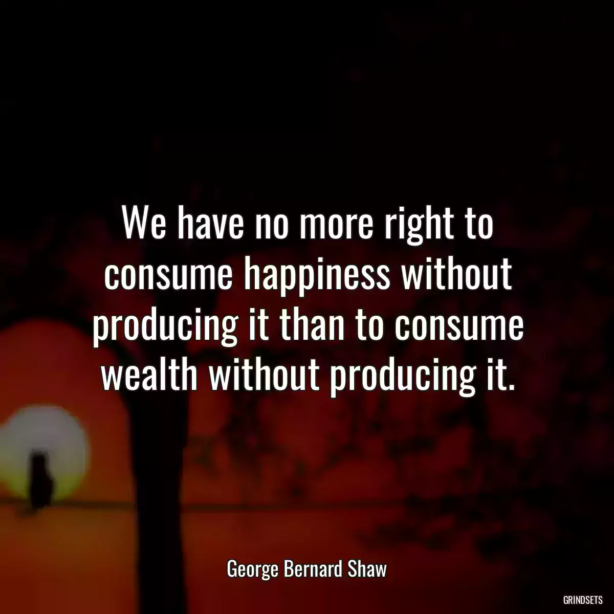 We have no more right to consume happiness without producing it than to consume wealth without producing it.