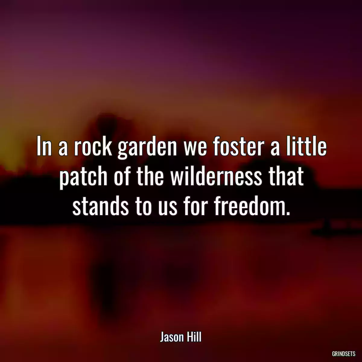 In a rock garden we foster a little patch of the wilderness that stands to us for freedom.