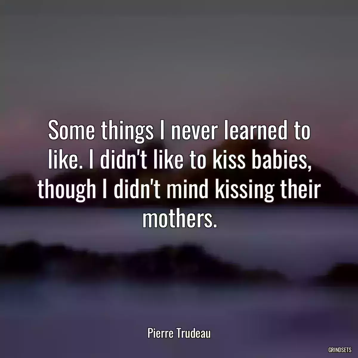 Some things I never learned to like. I didn\'t like to kiss babies, though I didn\'t mind kissing their mothers.