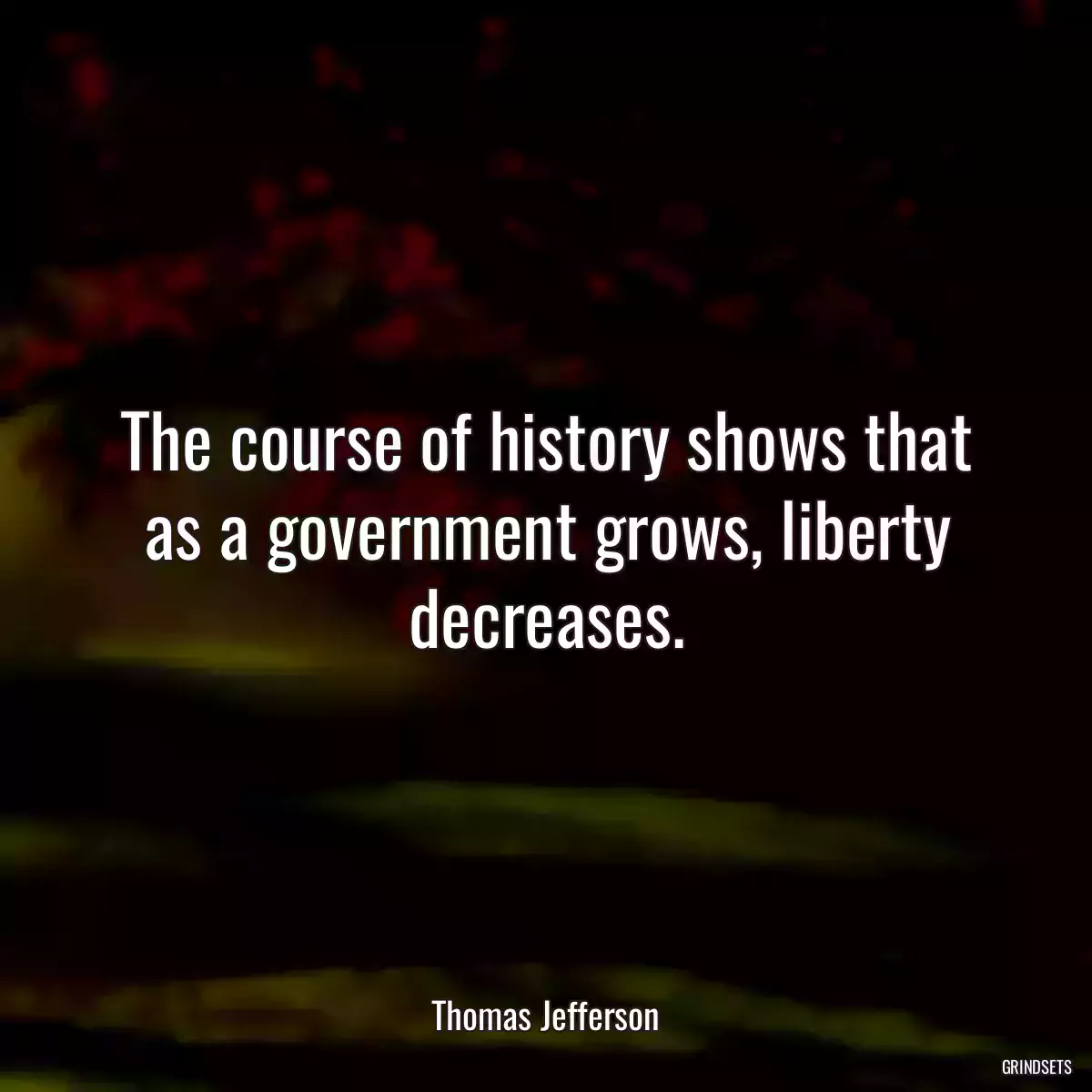 The course of history shows that as a government grows, liberty decreases.