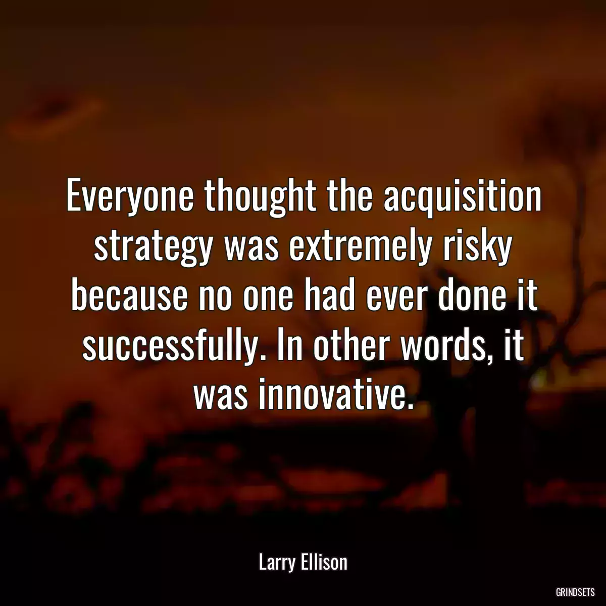 Everyone thought the acquisition strategy was extremely risky because no one had ever done it successfully. In other words, it was innovative.