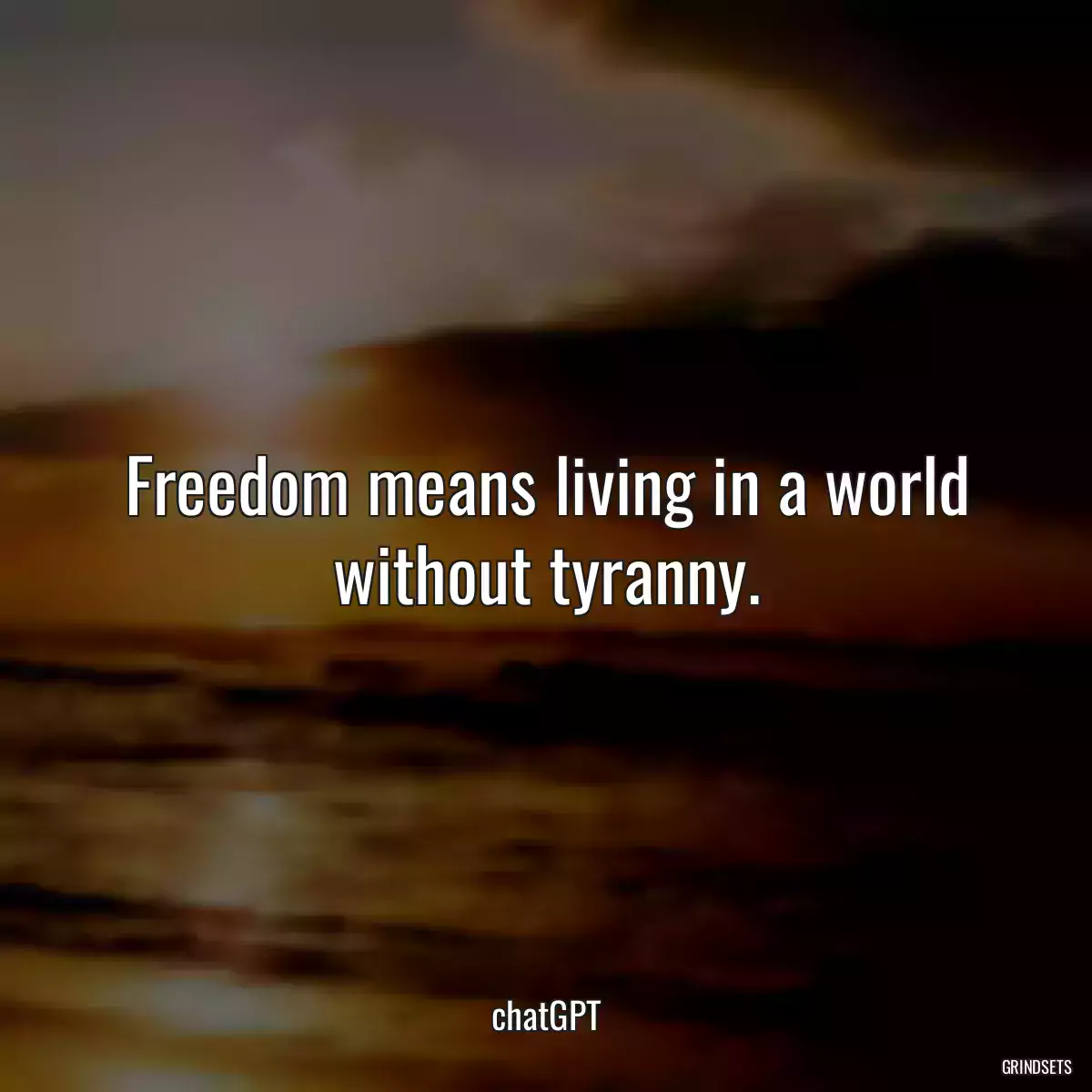 Freedom means living in a world without tyranny.