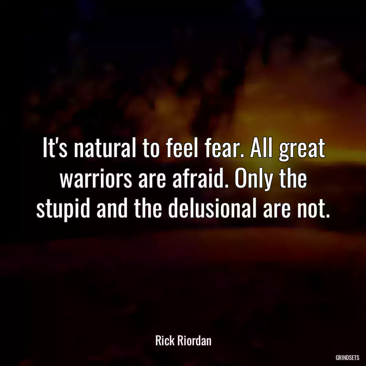 It\'s natural to feel fear. All great warriors are afraid. Only the stupid and the delusional are not.