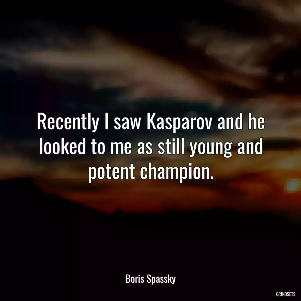 Recently I saw Kasparov and he looked to me as still young and potent champion.