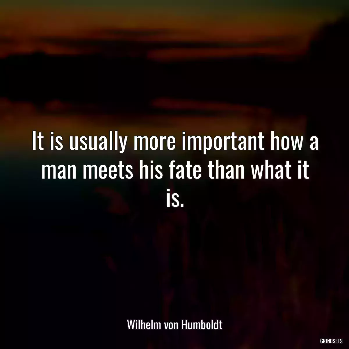 It is usually more important how a man meets his fate than what it is.