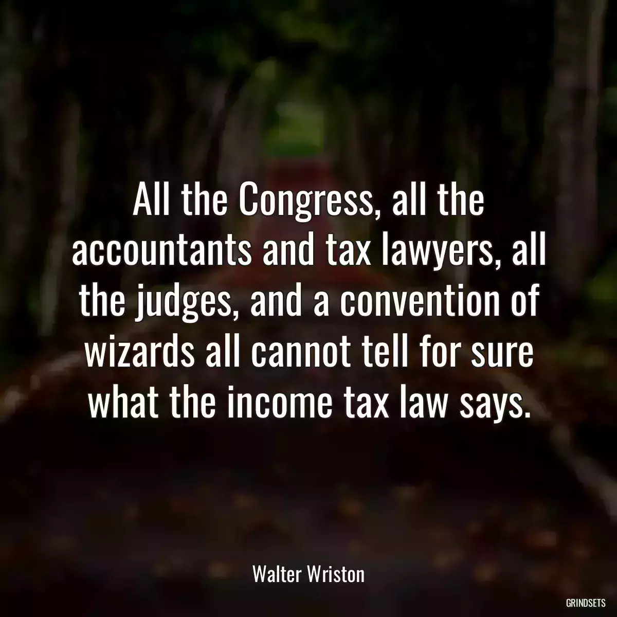 All the Congress, all the accountants and tax lawyers, all the judges, and a convention of wizards all cannot tell for sure what the income tax law says.