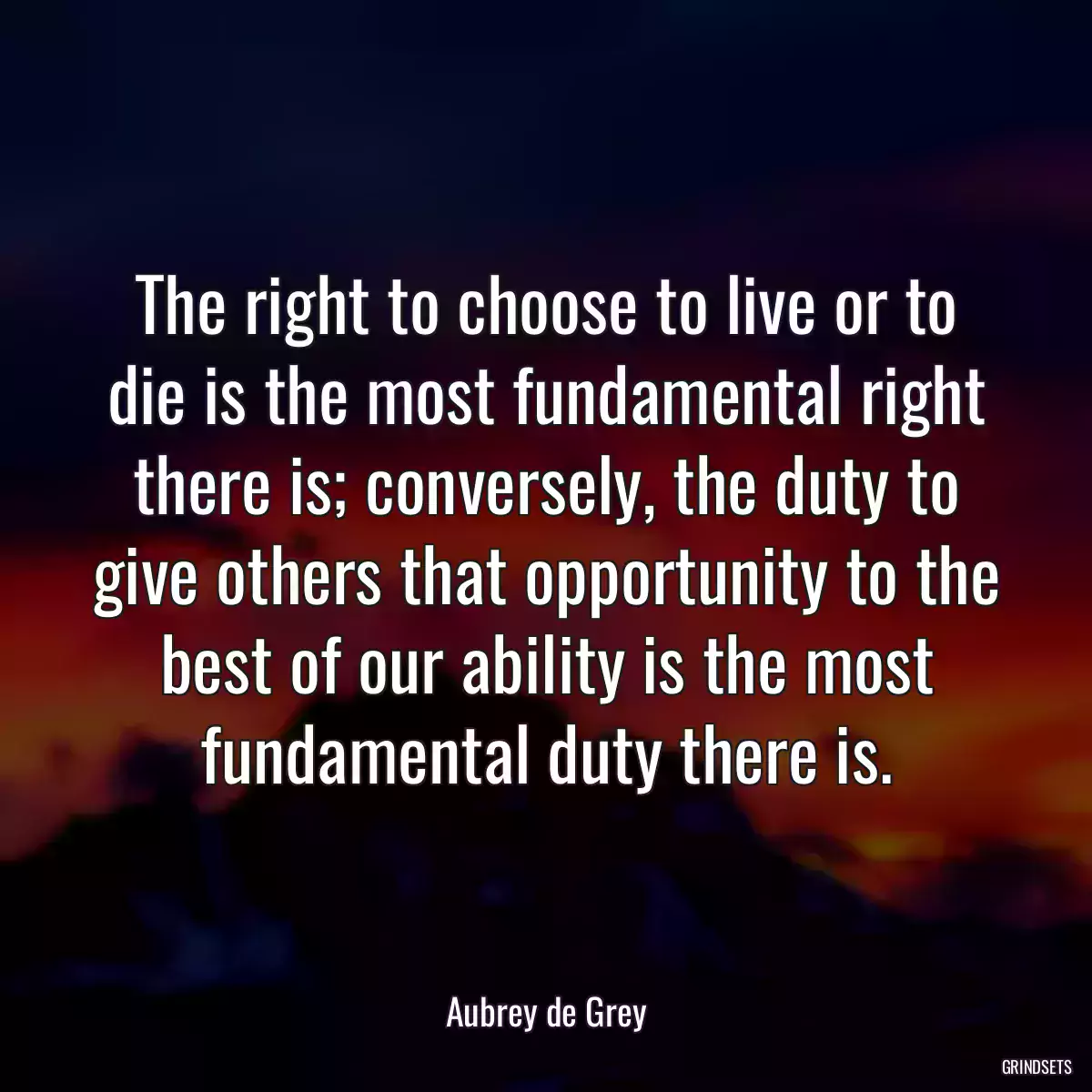 The right to choose to live or to die is the most fundamental right there is; conversely, the duty to give others that opportunity to the best of our ability is the most fundamental duty there is.