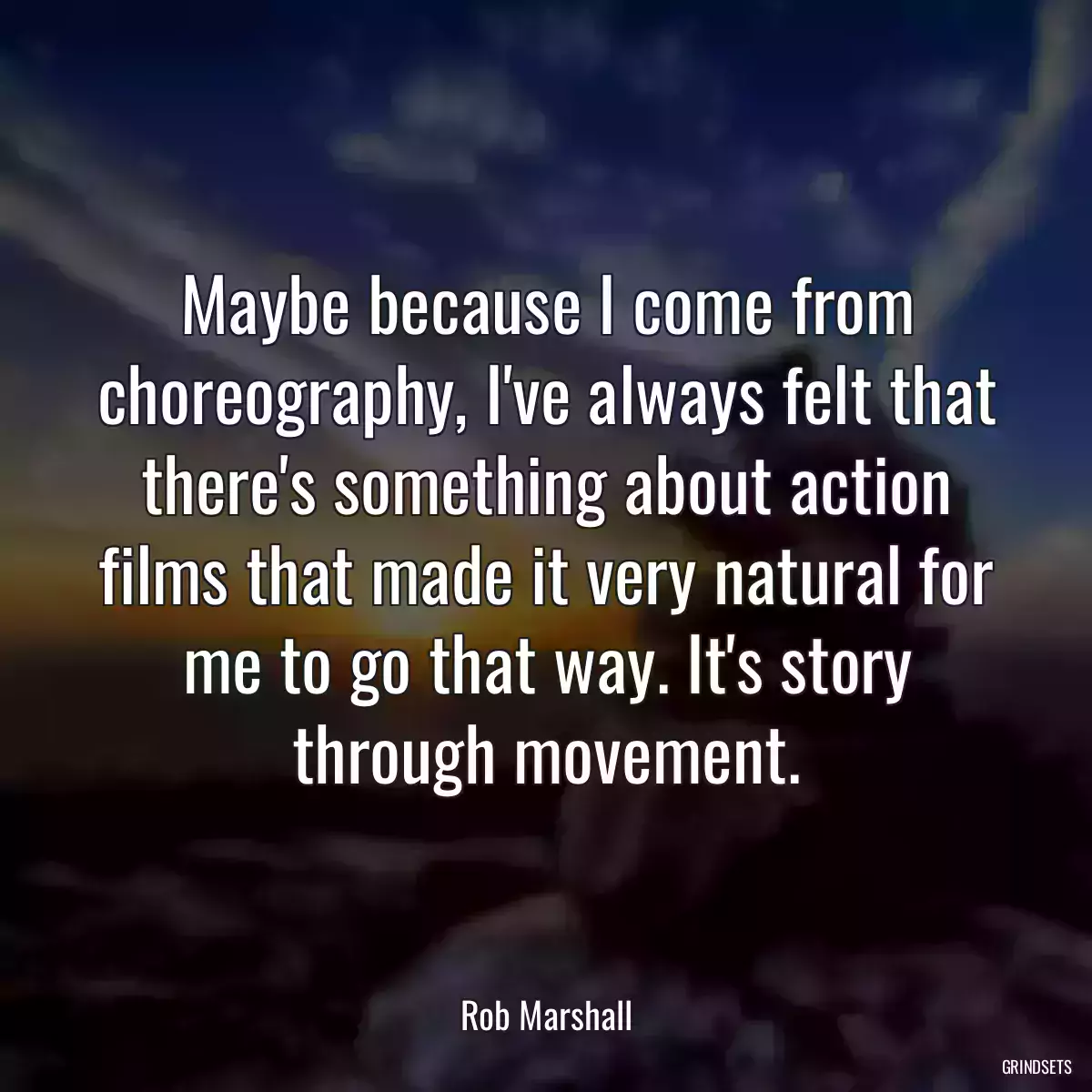 Maybe because I come from choreography, I\'ve always felt that there\'s something about action films that made it very natural for me to go that way. It\'s story through movement.