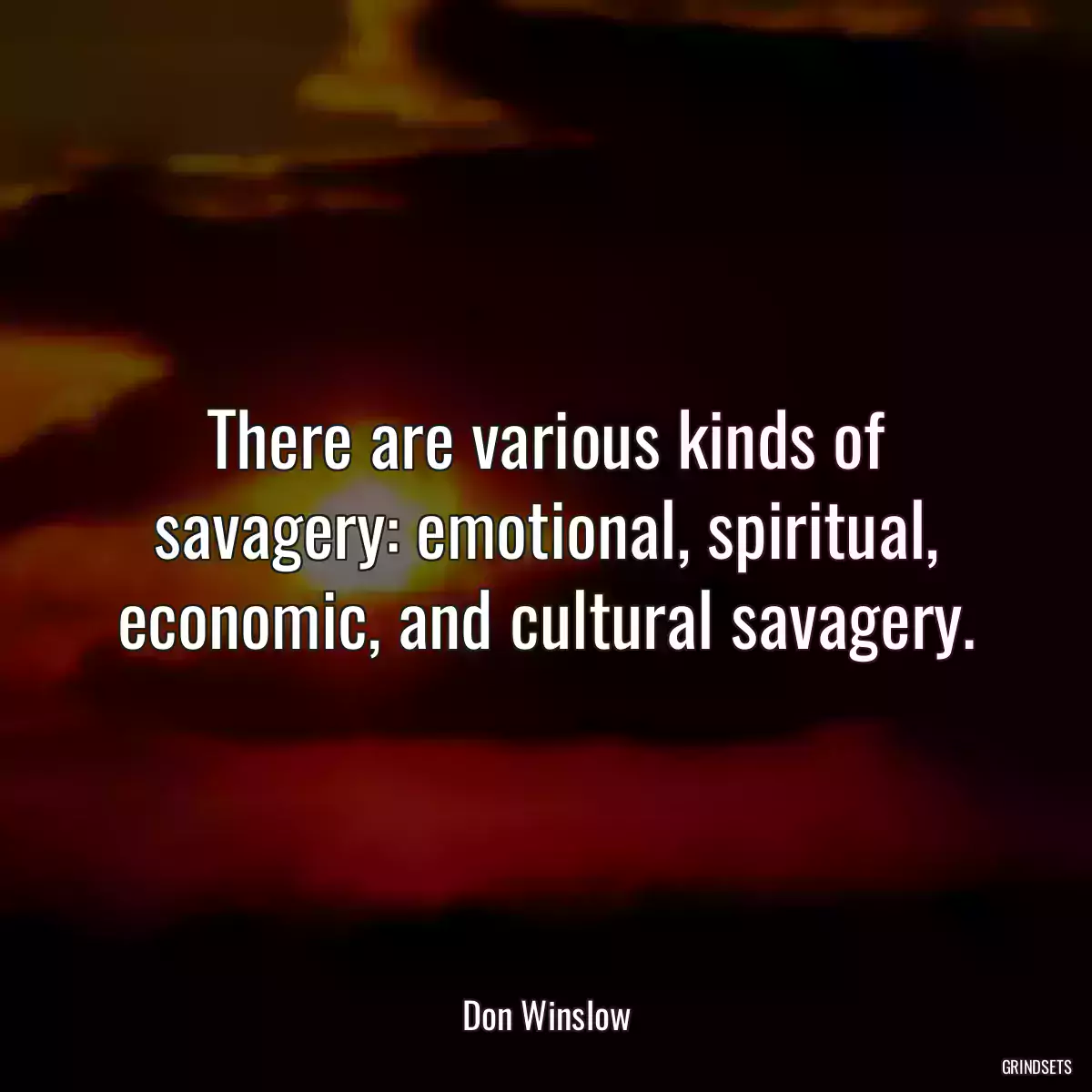 There are various kinds of savagery: emotional, spiritual, economic, and cultural savagery.