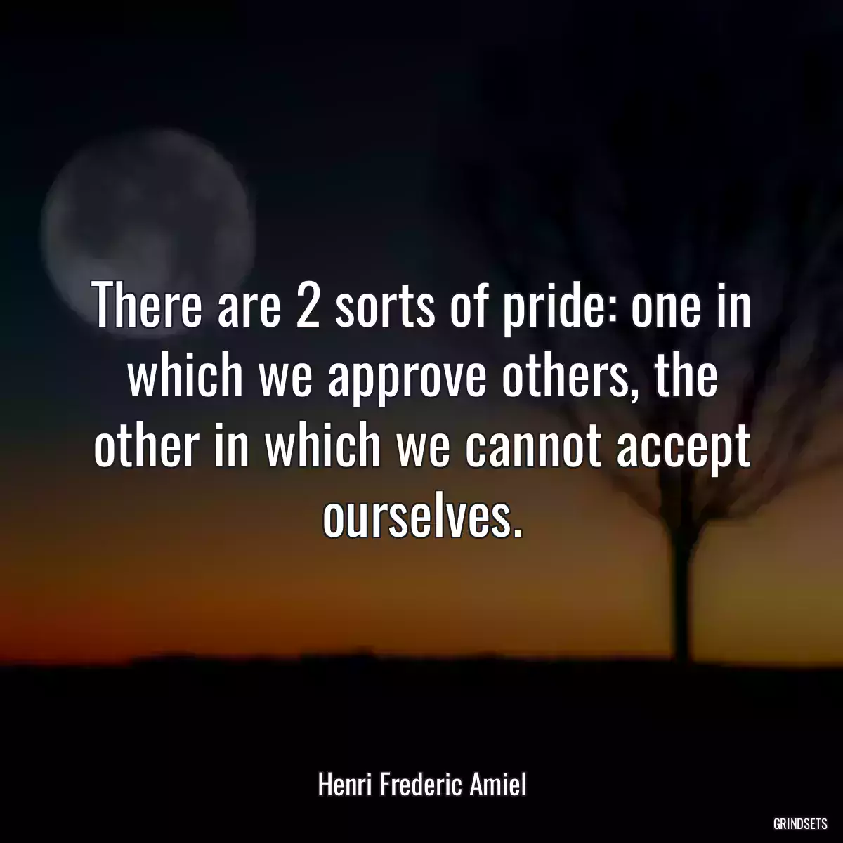 There are 2 sorts of pride: one in which we approve others, the other in which we cannot accept ourselves.