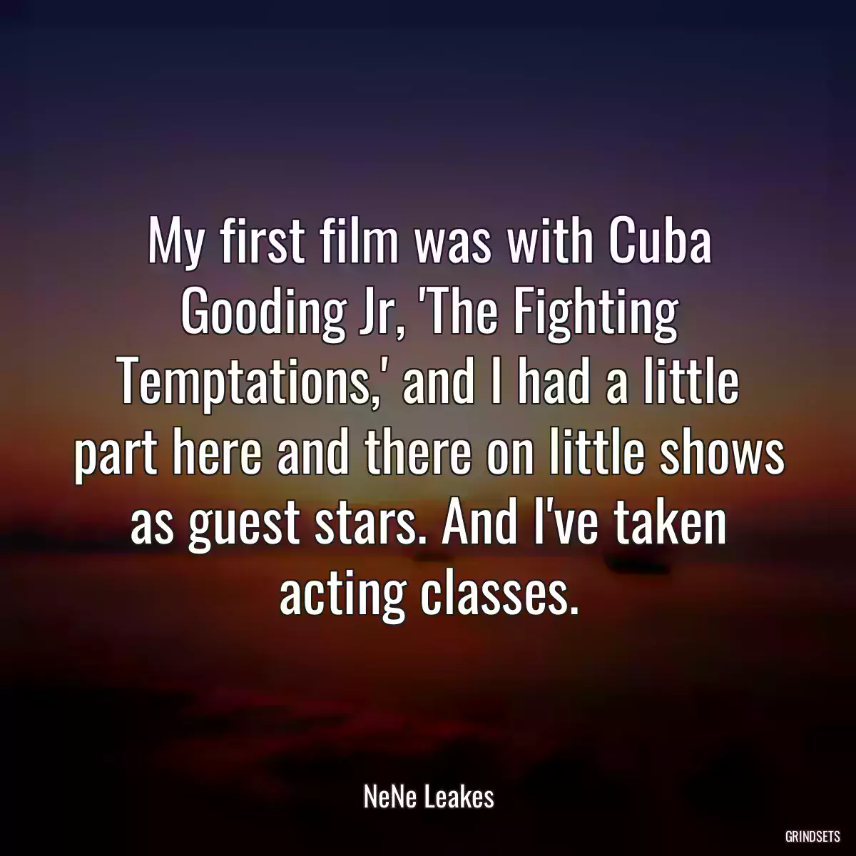 My first film was with Cuba Gooding Jr, \'The Fighting Temptations,\' and I had a little part here and there on little shows as guest stars. And I\'ve taken acting classes.