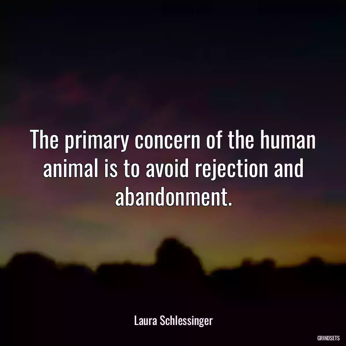 The primary concern of the human animal is to avoid rejection and abandonment.