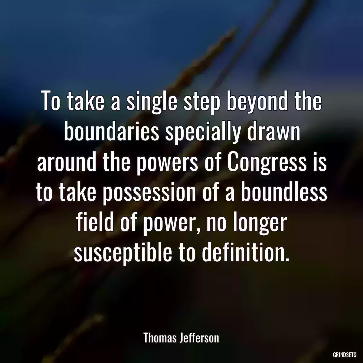 To take a single step beyond the boundaries specially drawn around the powers of Congress is to take possession of a boundless field of power, no longer susceptible to definition.