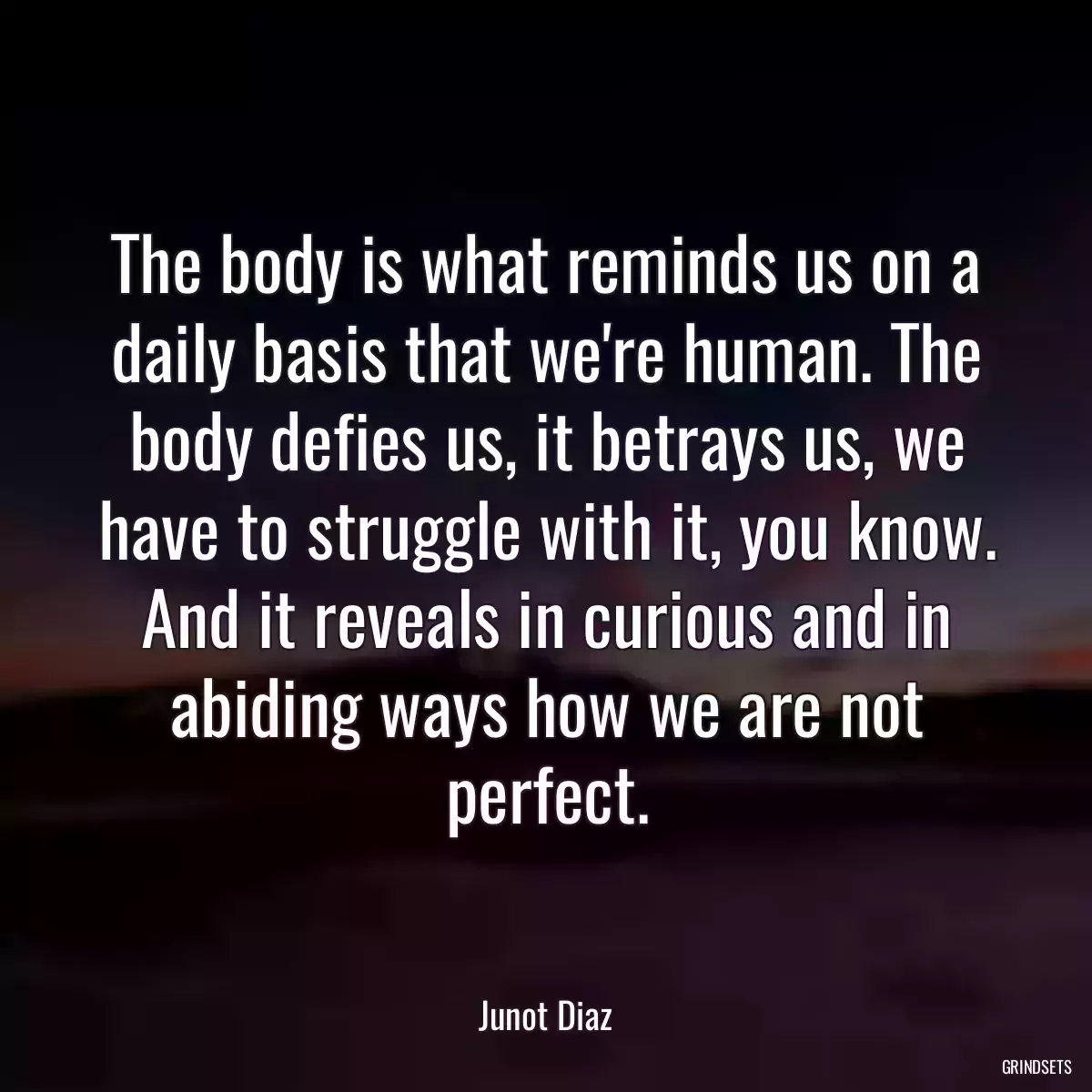 The body is what reminds us on a daily basis that we\'re human. The body defies us, it betrays us, we have to struggle with it, you know. And it reveals in curious and in abiding ways how we are not perfect.