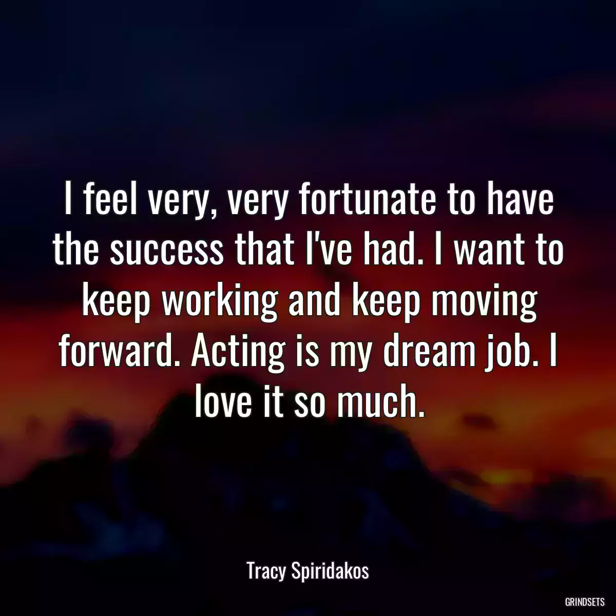 I feel very, very fortunate to have the success that I\'ve had. I want to keep working and keep moving forward. Acting is my dream job. I love it so much.